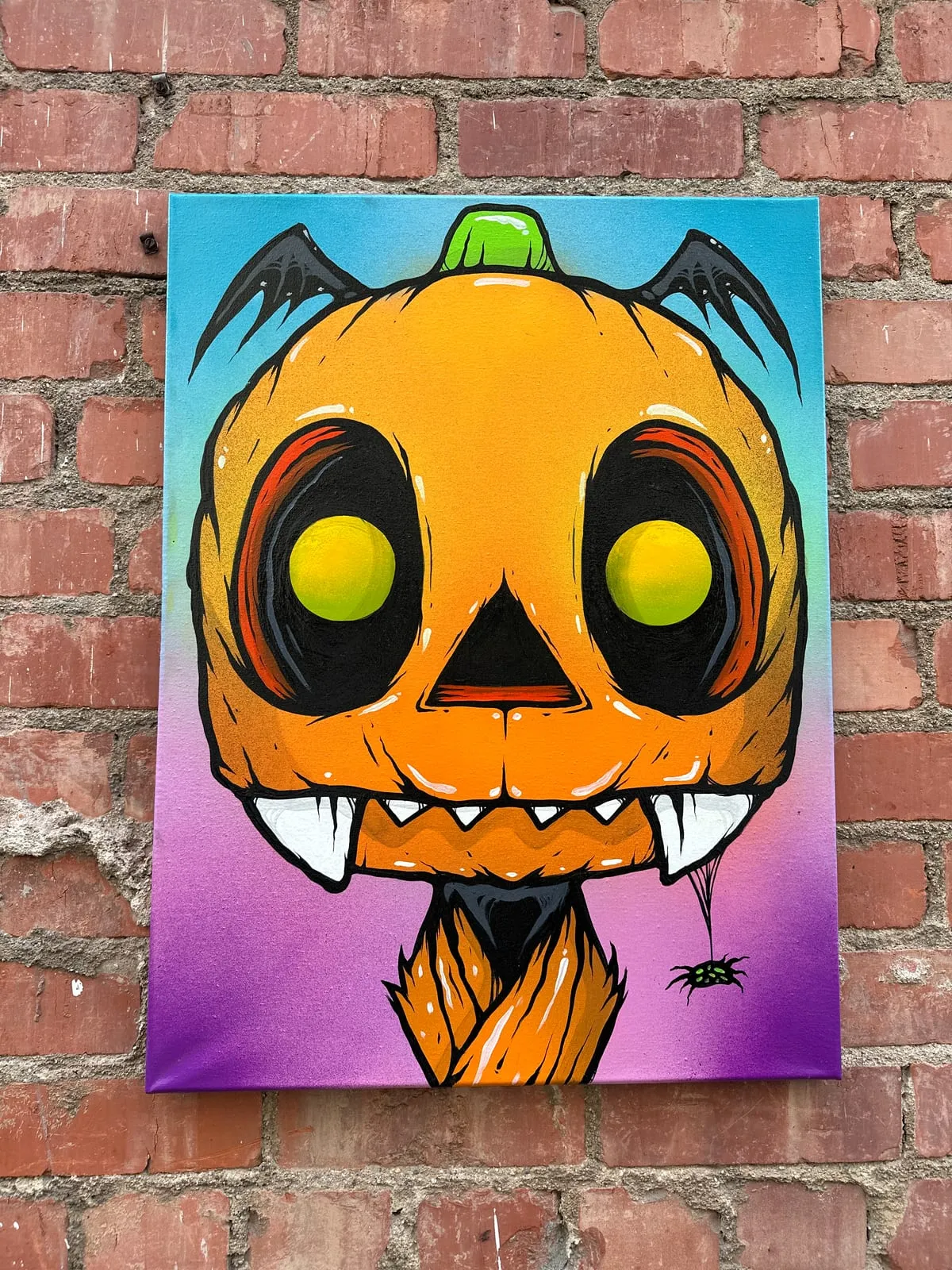 Freaking Ding Bat Pumpkin Painting, original painting