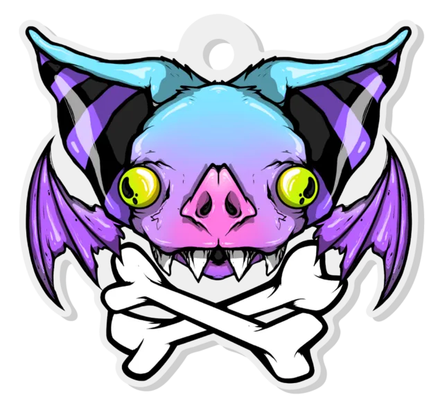 Freaking Ding Bat Crossbones keychain